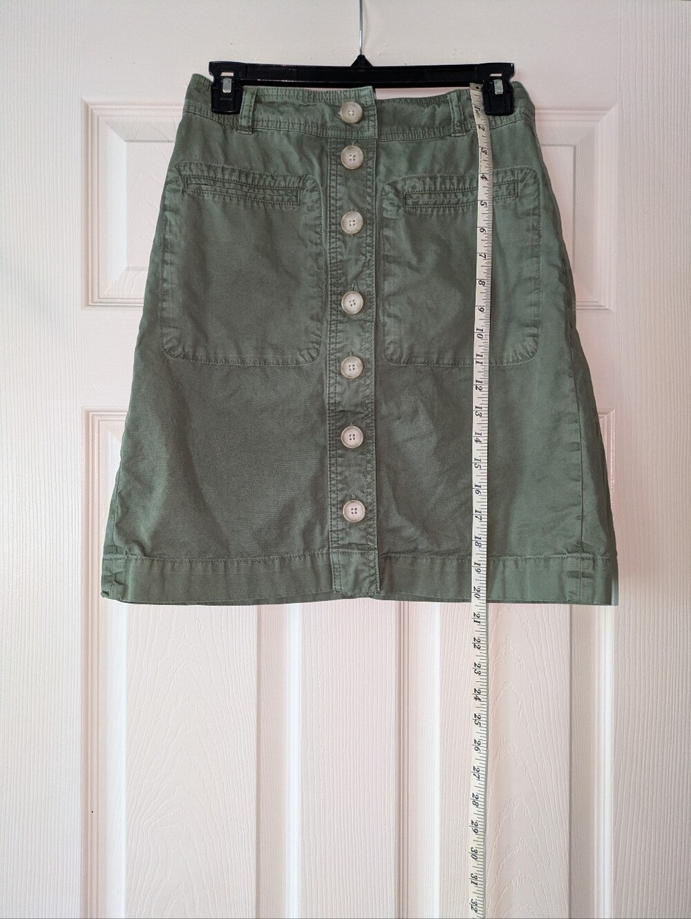 J. Crew Olive Button-Front Utility Skirt